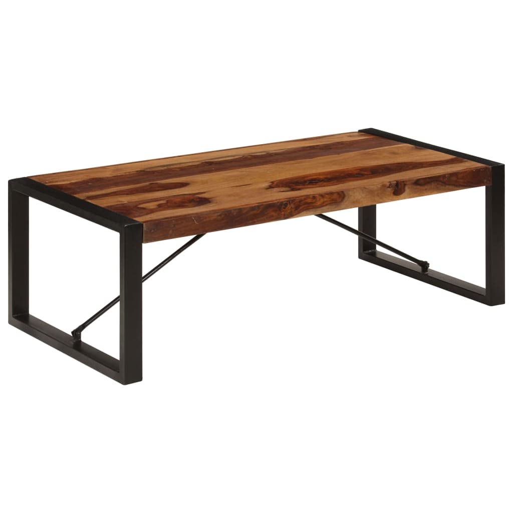 Solid Sheesham Wood Coffee Table with Steel Legs X711
