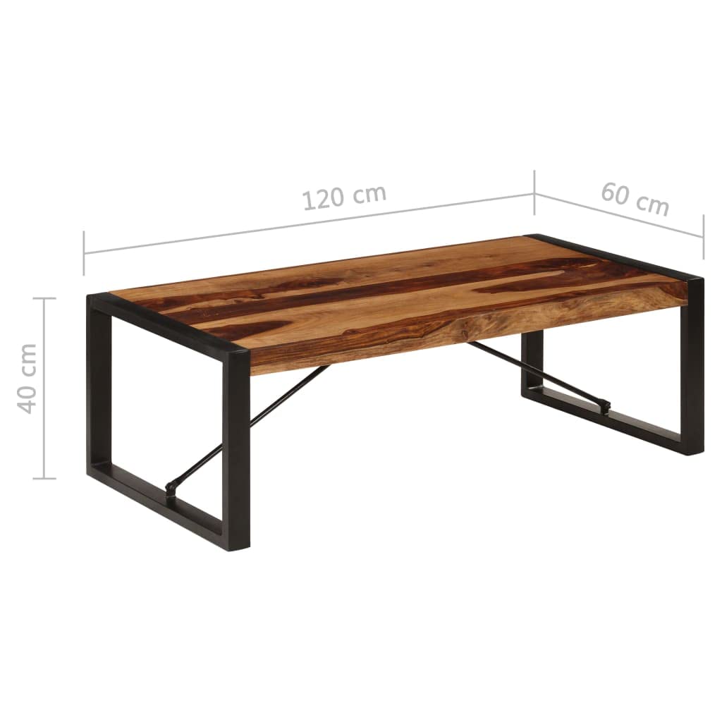 Solid Sheesham Wood Coffee Table with Steel Legs X711