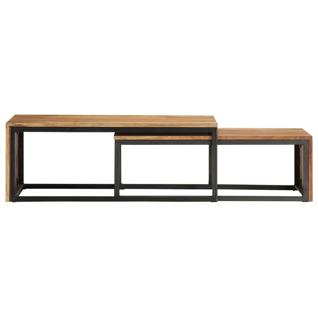 2 pcs Solid Sheesham Wood Nesting Tables U91860