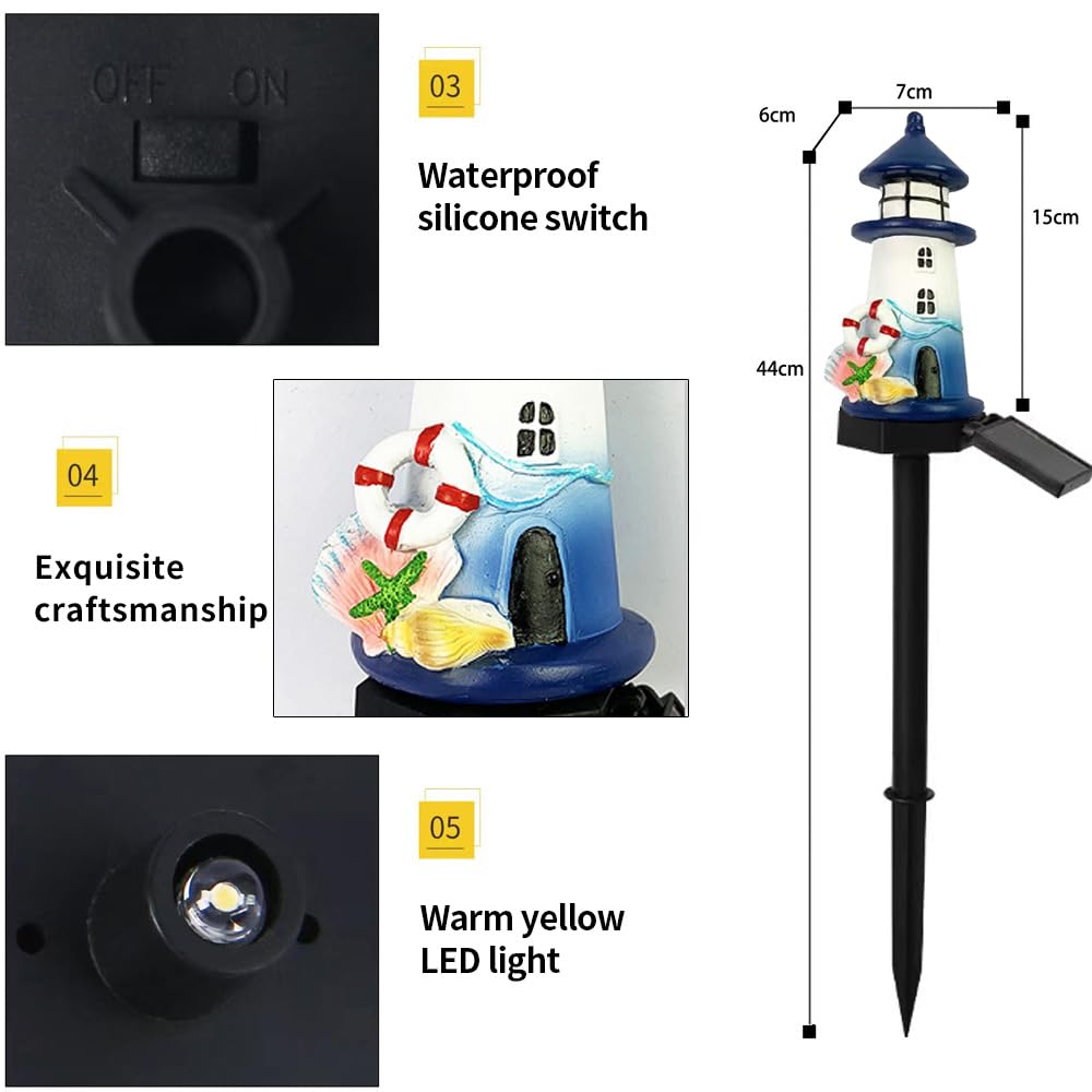 Blue and White Small Lighthouse Resin Floor Lamp E9093