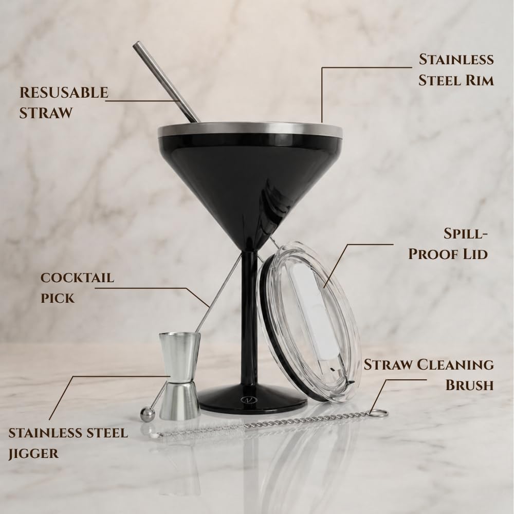 8 oz Stainless Steel Insulated Martini Glass Set of 2 F6241