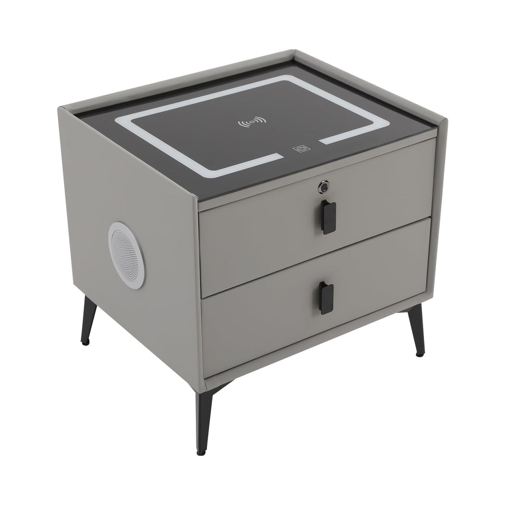 Light Grey Smart Nightstand with Wireless Charging C852713