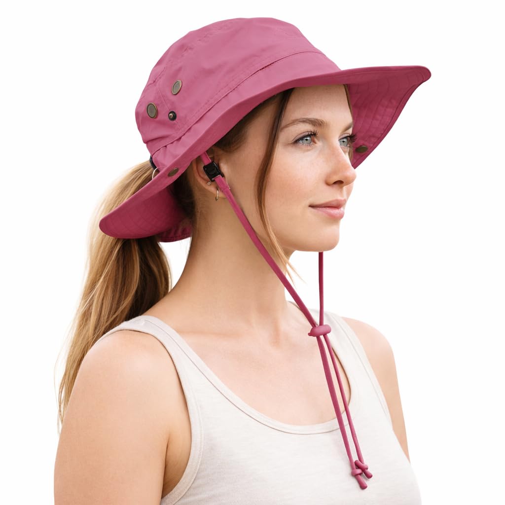 Ponytail Sun Hat Waterproof UPF 50+ Wide Brim I91193