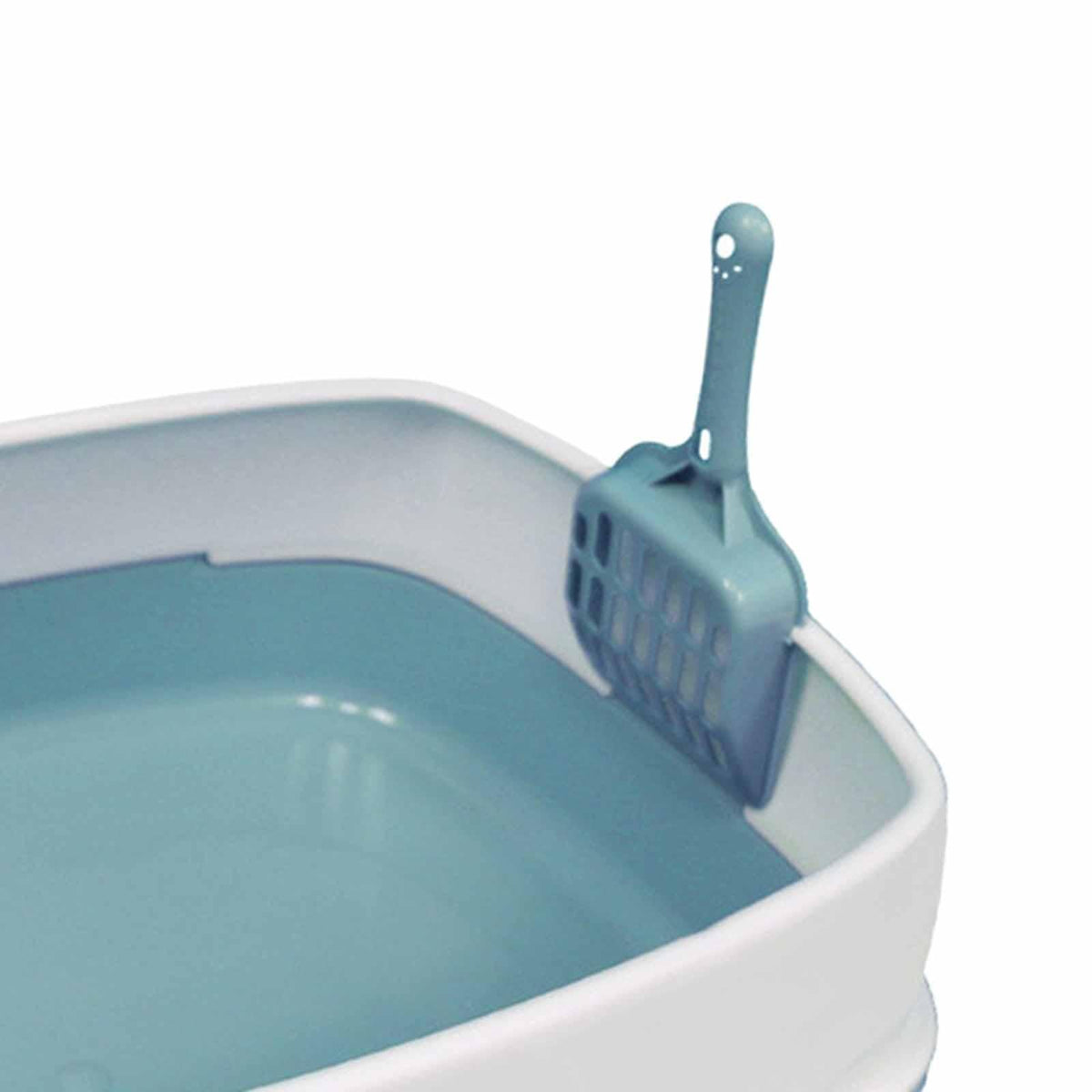 Blue High Sided Cat Litter Box with Scoop H9708