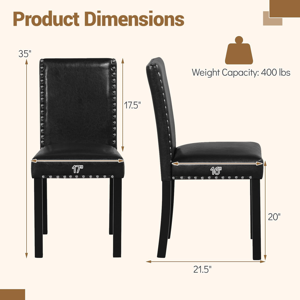 Black Faux Leather Upholstered Dining Chairs Set of 4 C612