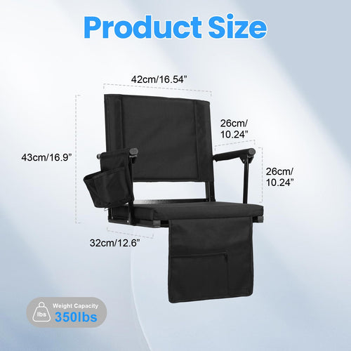 2 Pcs Folding Stadium Seats with Back Support & Cushion S6926
