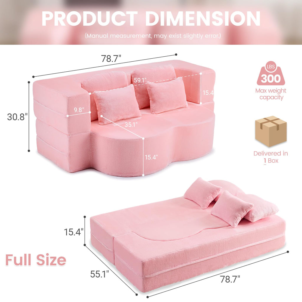 Pink Convertible Sofa Bed W952
