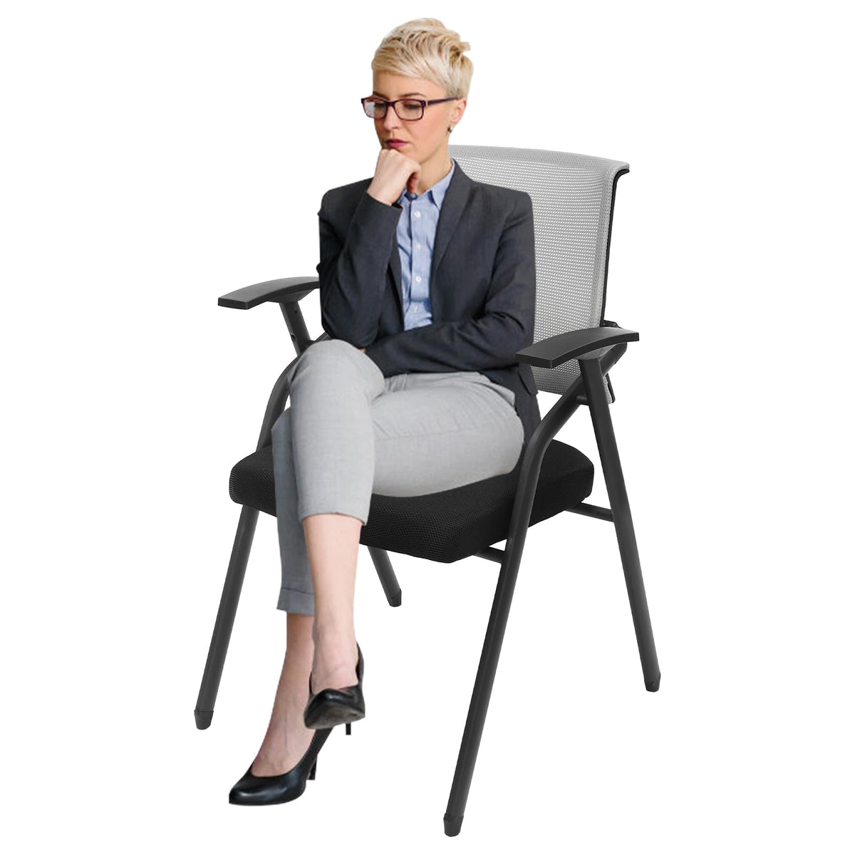 2 Pack Grey Mesh Office Chair with Arms Z44687