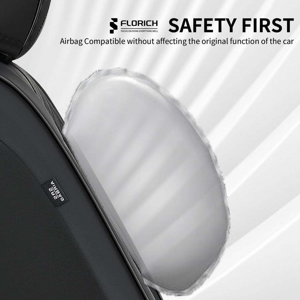 Black Leather Full Set Waterproof Car Seat Covers U508