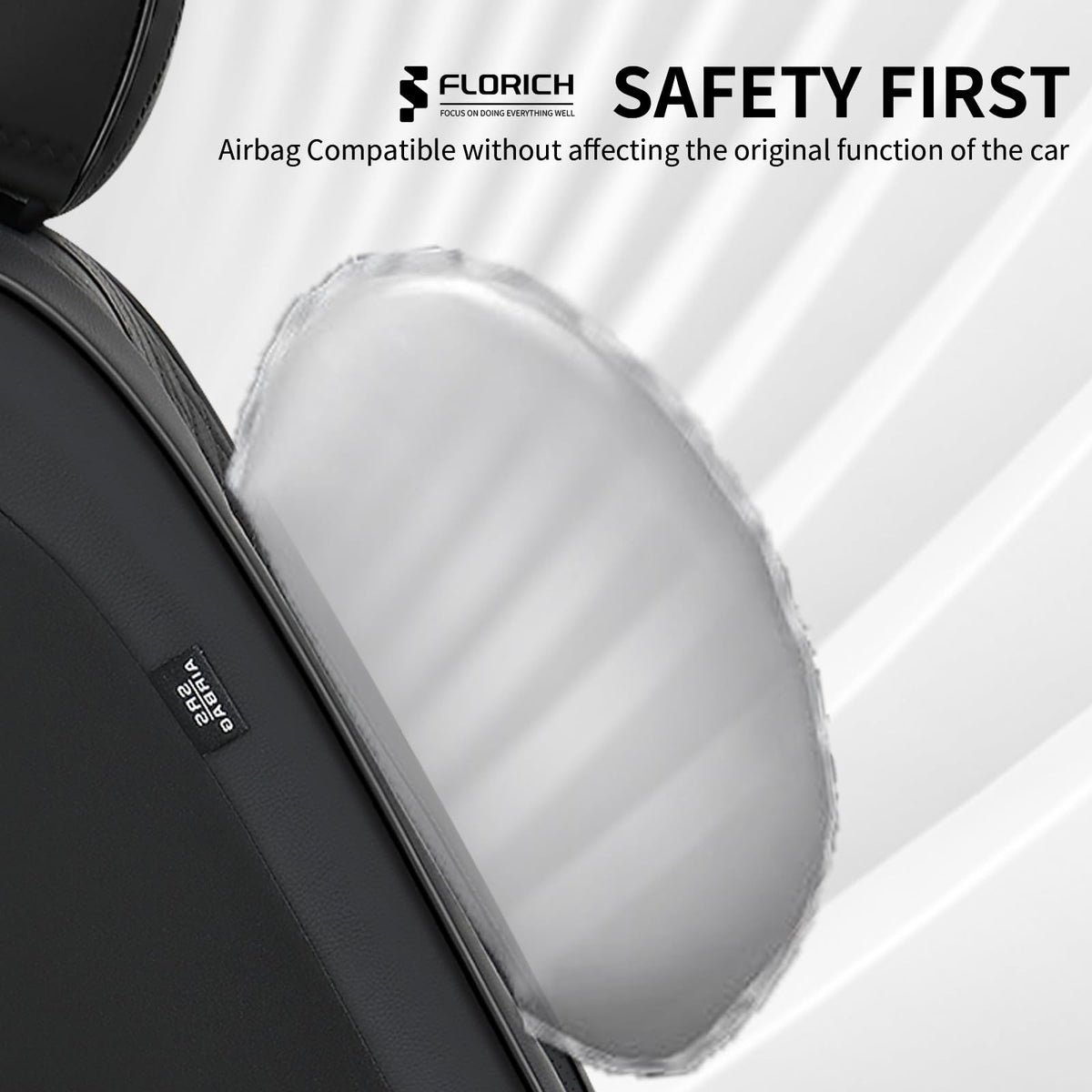 Black Leather Full Set Waterproof Car Seat Covers U508
