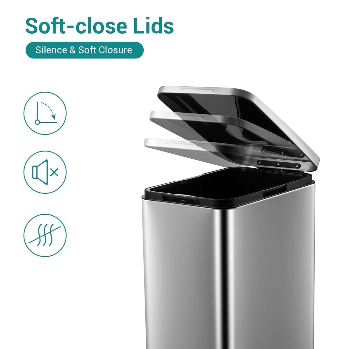 50L Slim Stainless Steel Kitchen Trash Can L19099