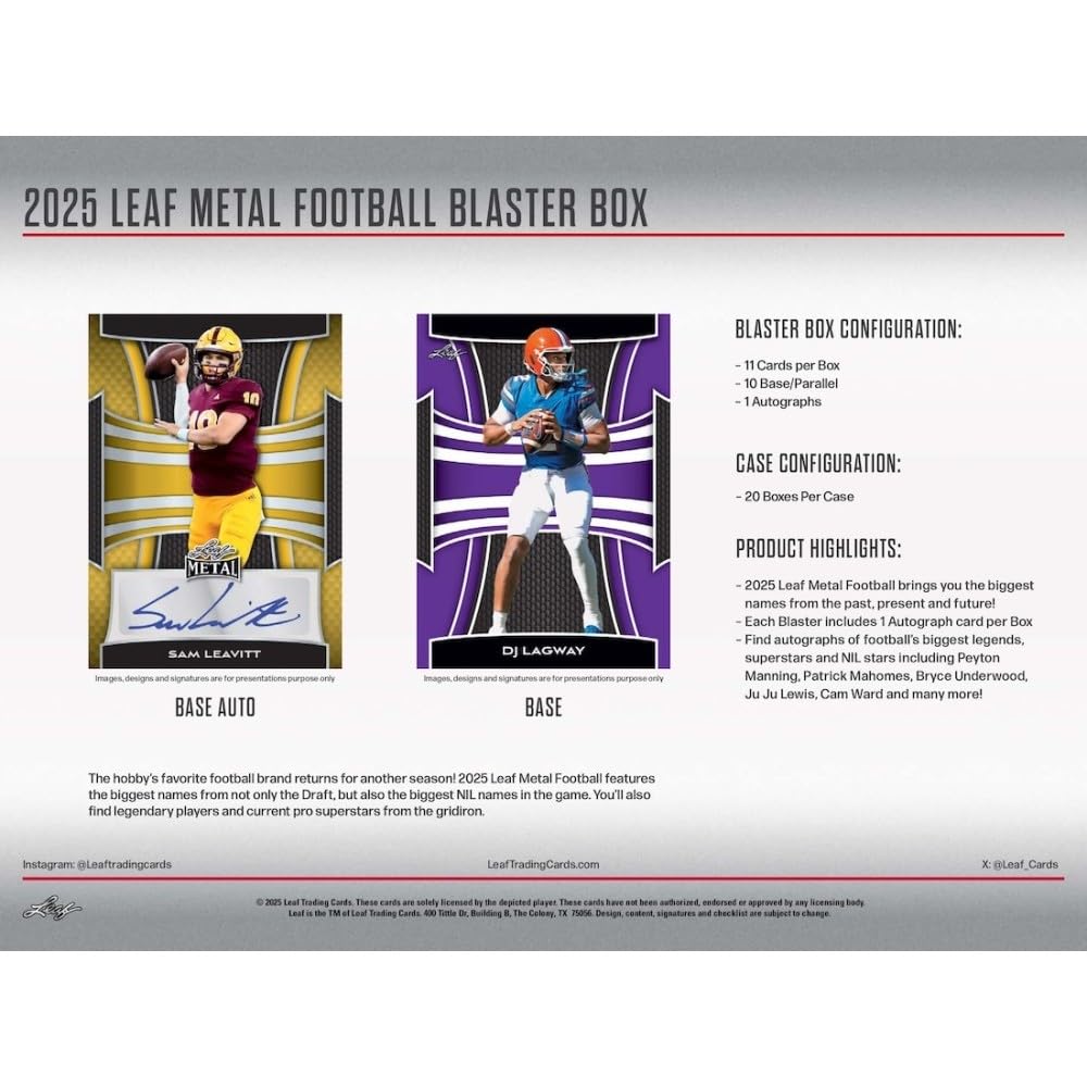 Football Trading Card Blaster Box with 1 Metal Autograph P3707