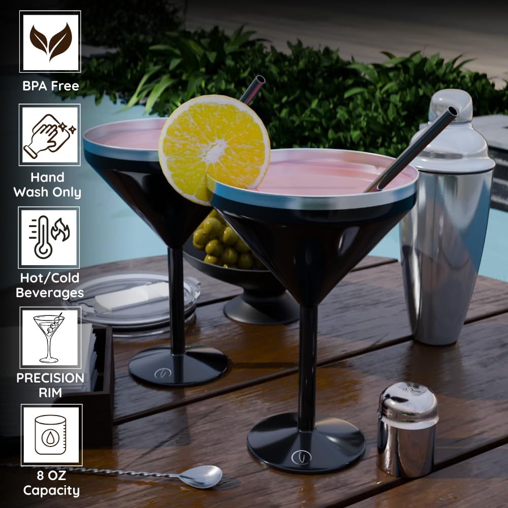 8 oz Stainless Steel Insulated Martini Glass Set of 2 F6241