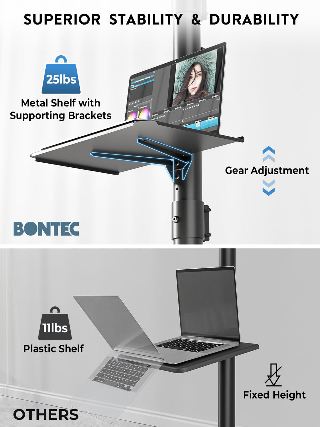 Black Rolling TV Stand for 23-65 Inch TVs Z627