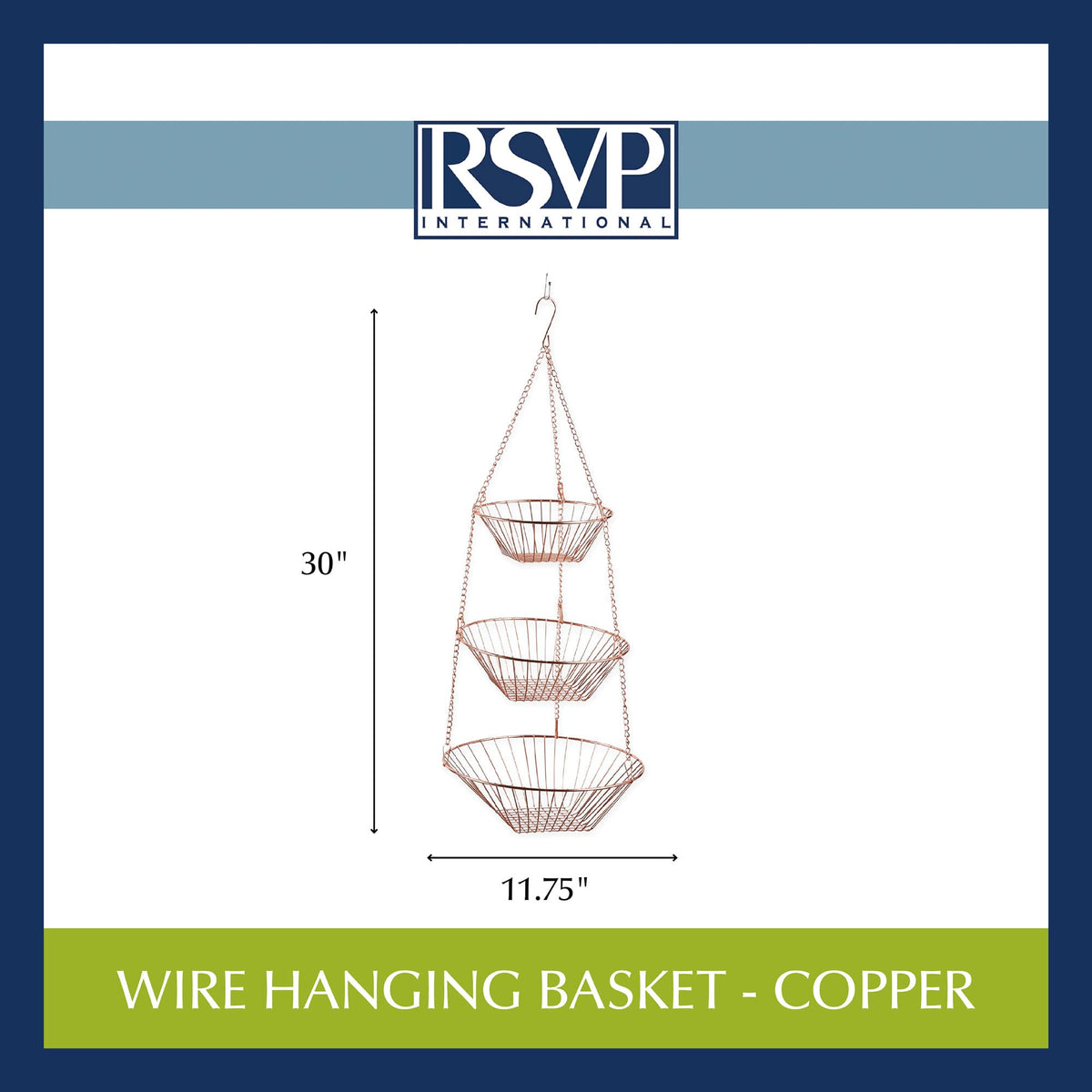 3-Tier Copper Wire Hanging Baskets W1533