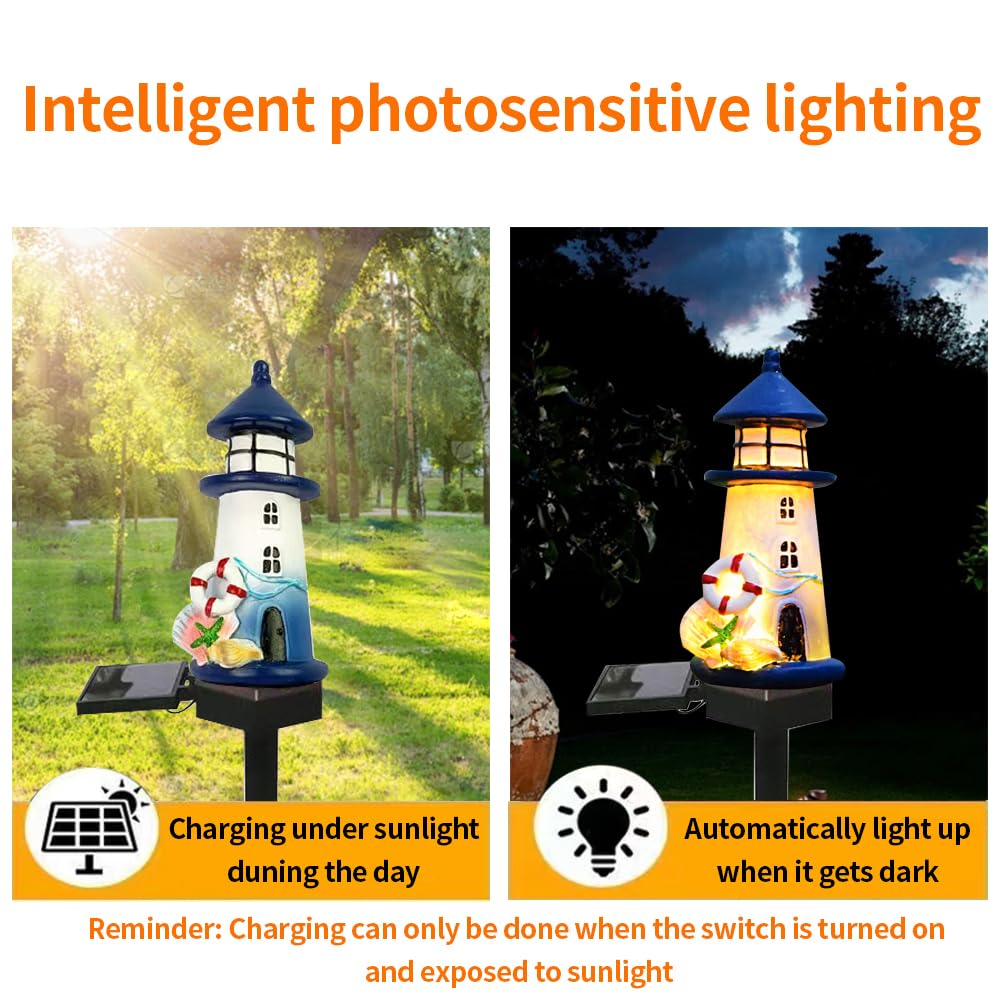 Blue and White Small Lighthouse Resin Floor Lamp E9093