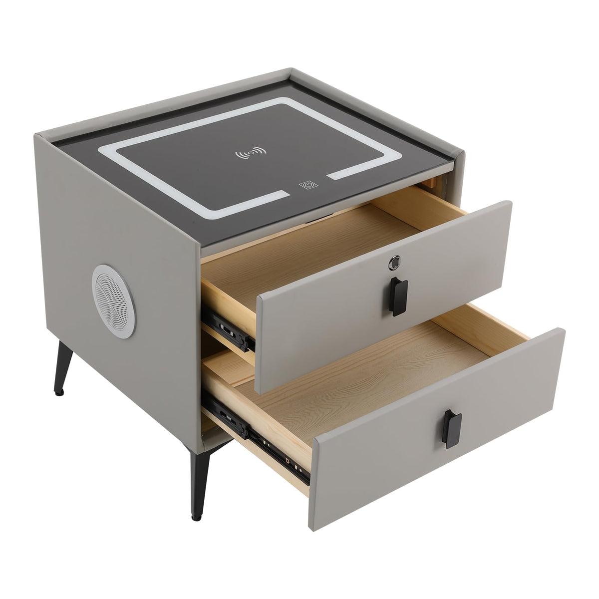 Light Grey Smart Nightstand with Wireless Charging C852713