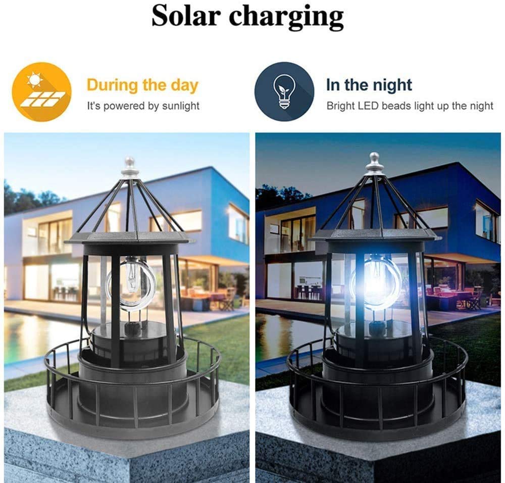 Black Waterproof Solar Outdoor Hanging Lighthouse Lamp E9206