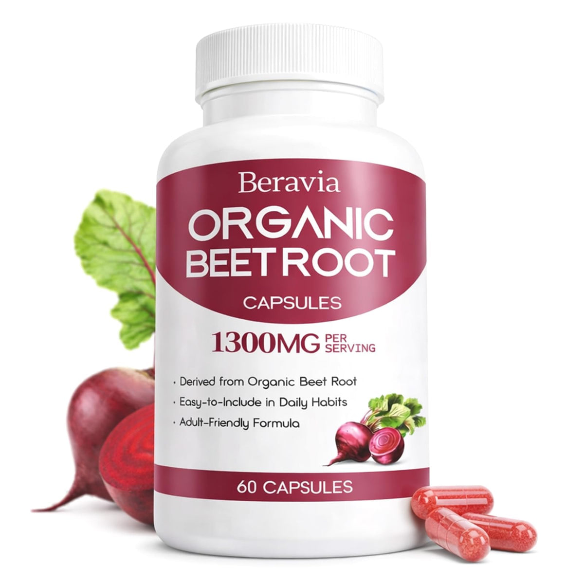 Organic Beet Root Capsules, 1300mg - 60 Capsules Z8556