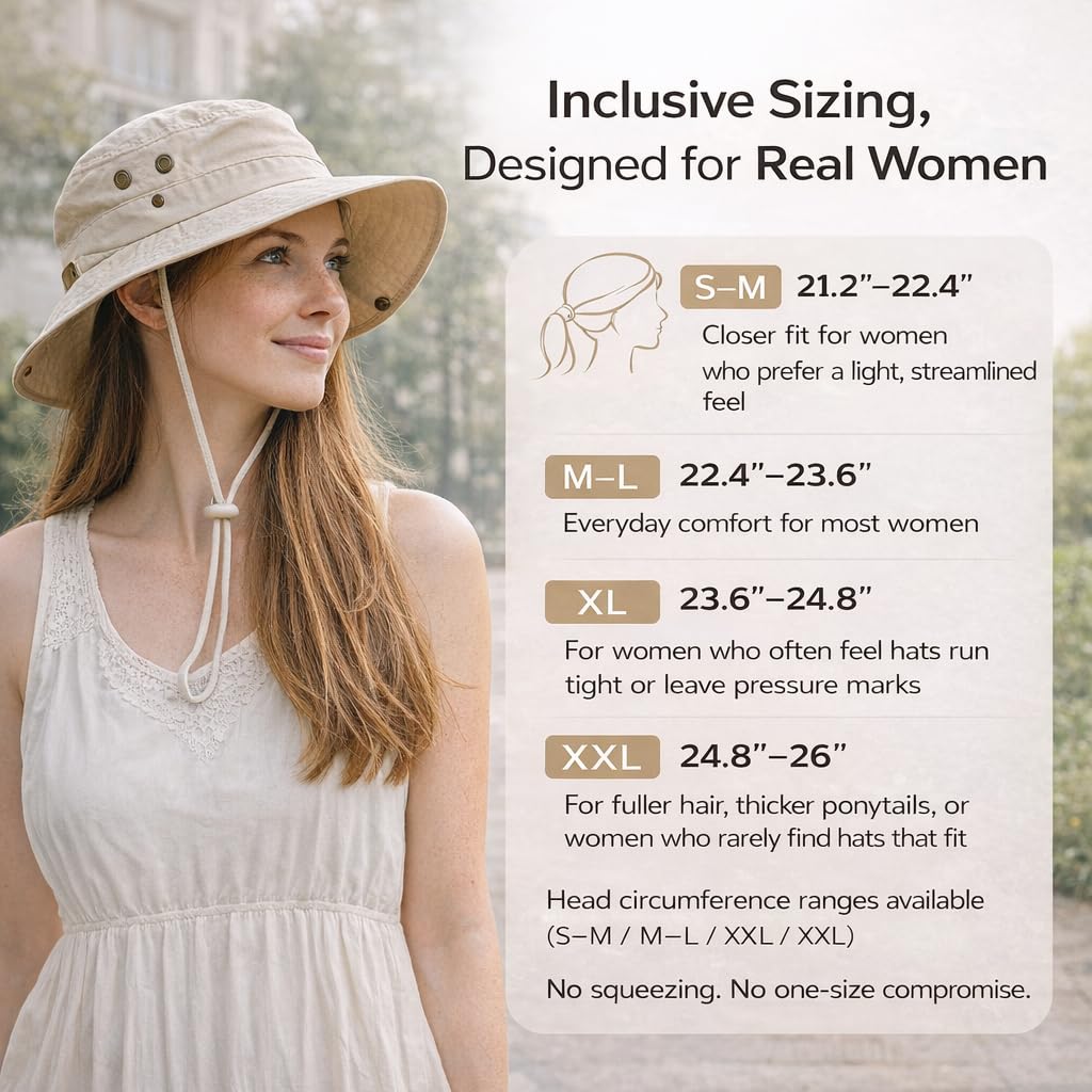 Ponytail Sun Hat Waterproof UPF 50+ Wide Brim I91193