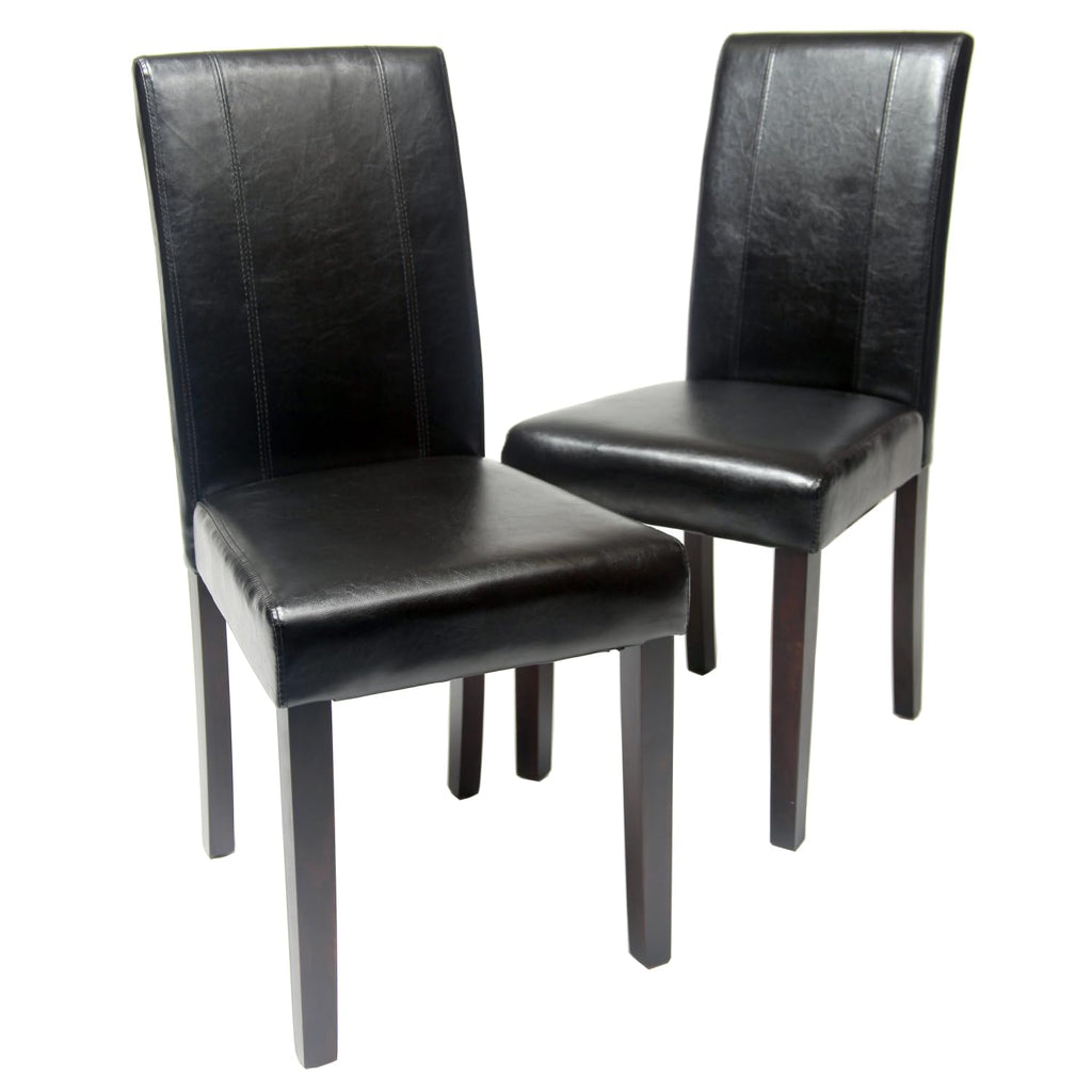 Black Faux Leather Parson Chair Set of 2 V163