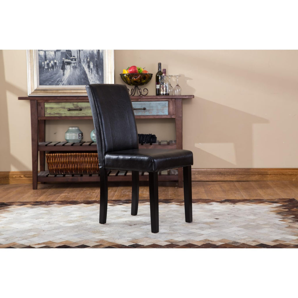 Black Faux Leather Parson Chair Set of 2 V163