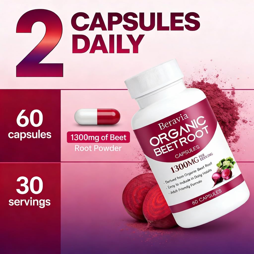 Organic Beet Root Capsules, 1300mg - 60 Capsules Z8556