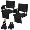 2 Pcs Folding Stadium Seats with Back Support & Cushion S6926
