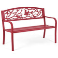 Metal Outdoor Garden Bench with Bird & Twig Back Pattern, Seats 2-3 Persons B6745