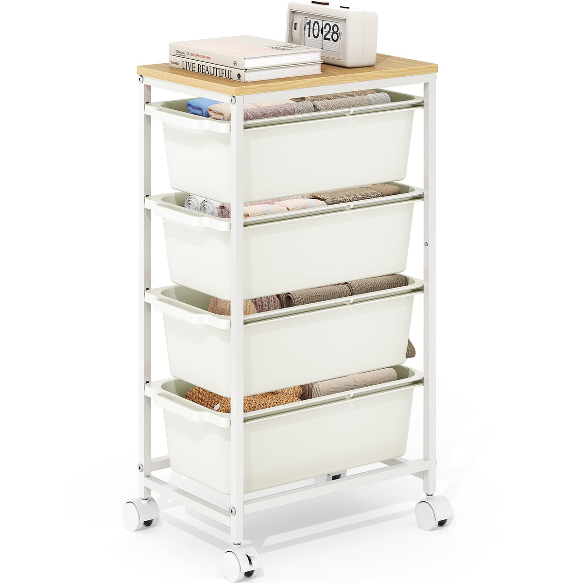 Slim Rolling Cart with 4 Drawers Y3575