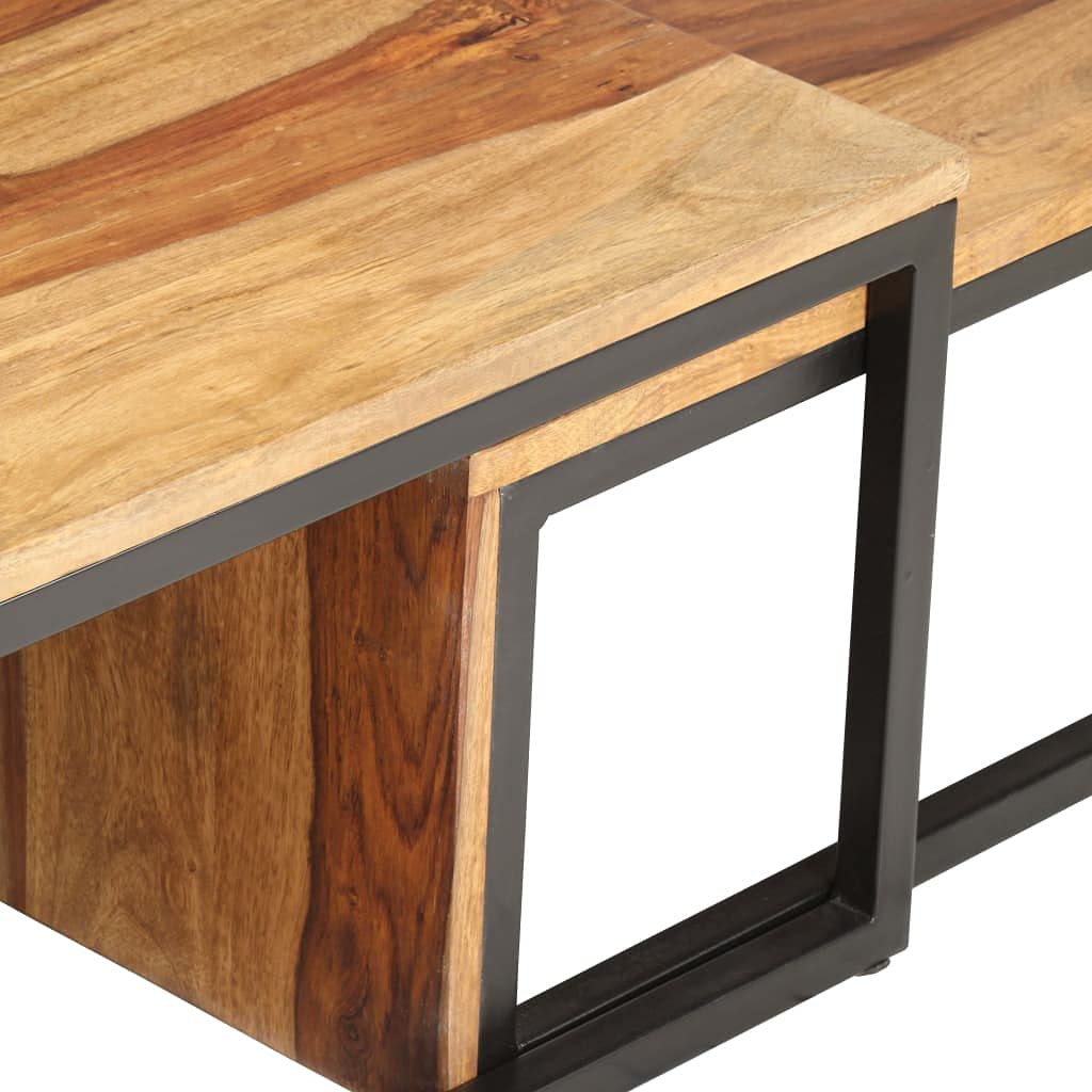 2 pcs Solid Sheesham Wood Nesting Tables U91860