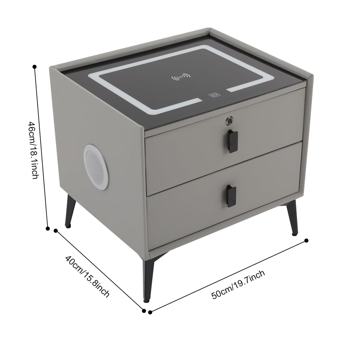 Light Grey Smart Nightstand with Wireless Charging C852713