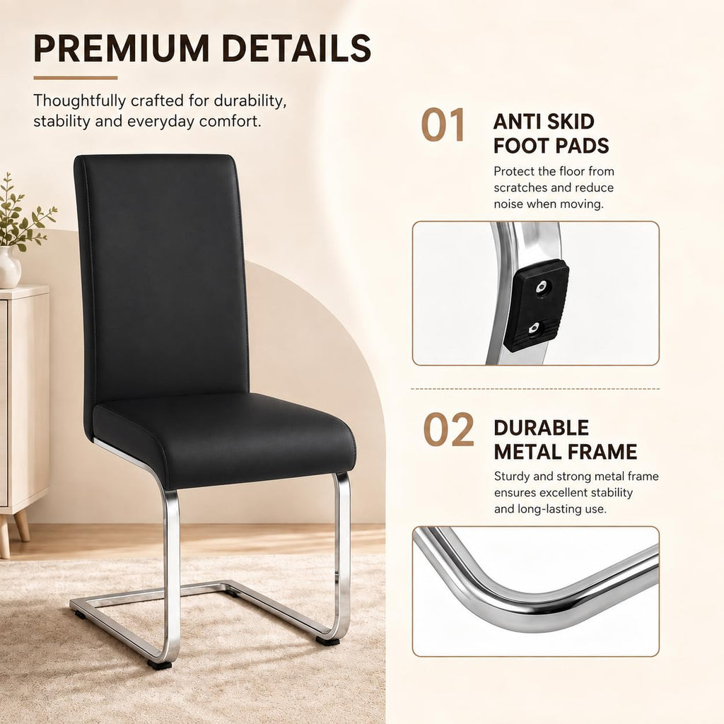 Dining Chairs Set of 2 High Back Black I7191