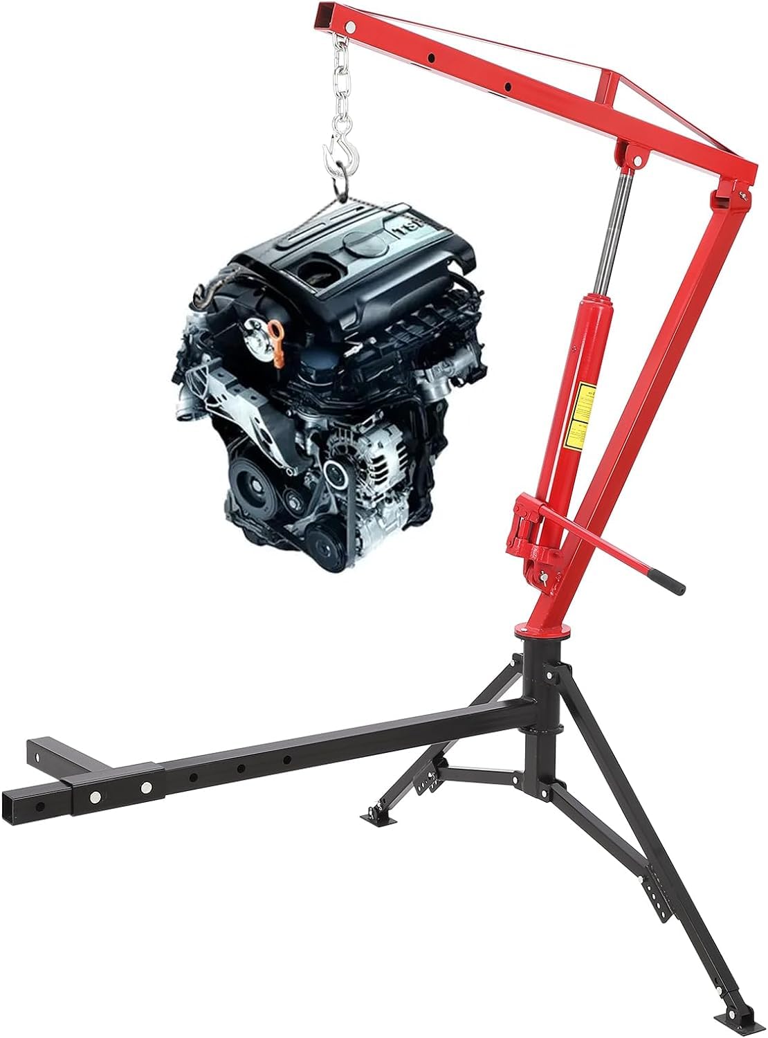 Hydraulic Pickup Truck Crane, 1000 Lbs Capacity, 360° Swivel, Red N2278