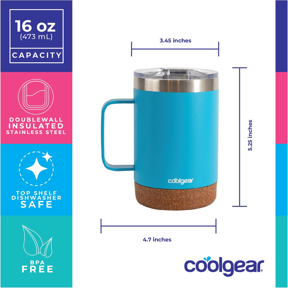 Stainless Steel Copper Lined Mug with Handle 2 Pack 16 oz O461