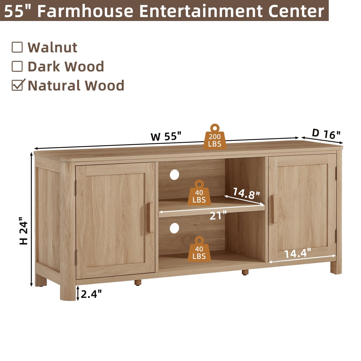 55" Natural Oak Tv Stand M215