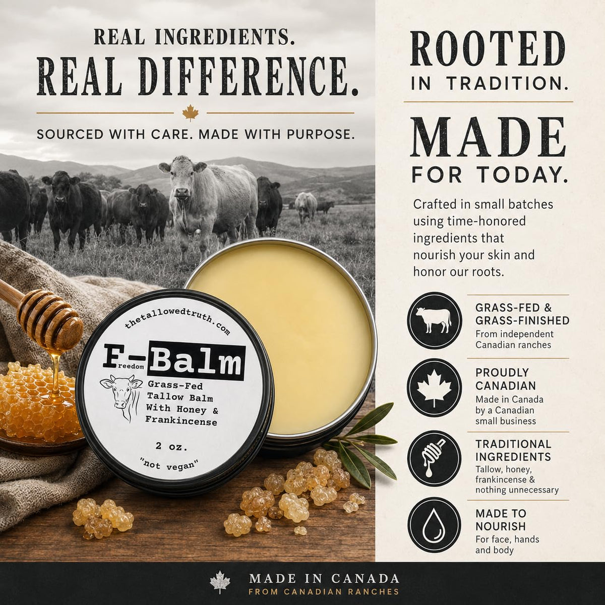 Beef Tallow and Honey Balm, 2 oz B867