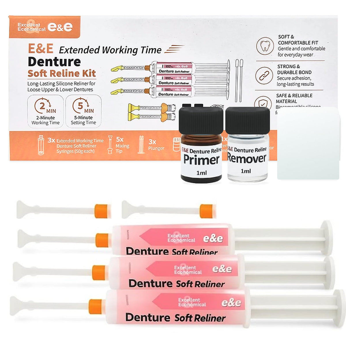 2-Minute Working Time Silicone Denture Reline Kit A278629