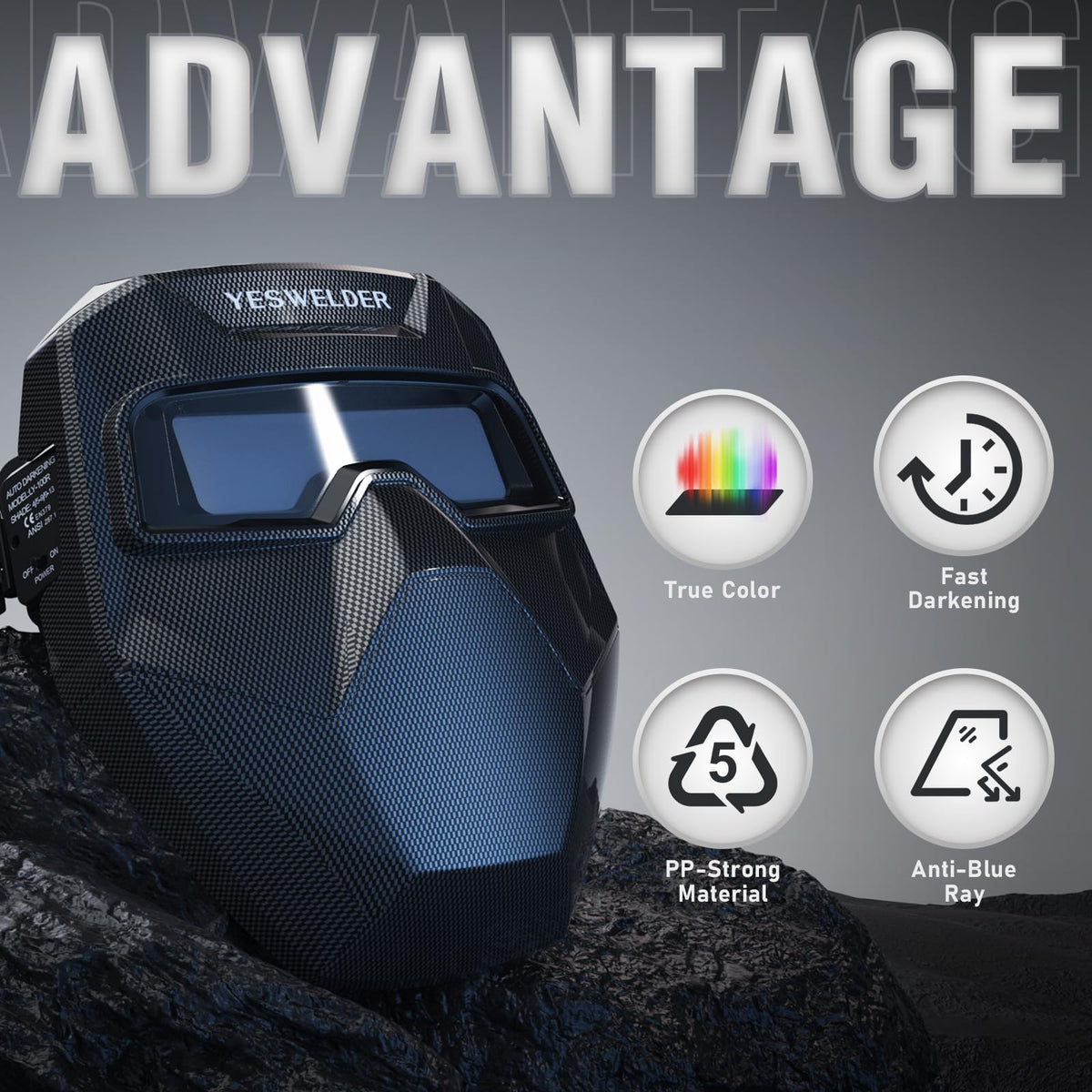 Auto-Darkening Welding Goggles with Mask Y64622