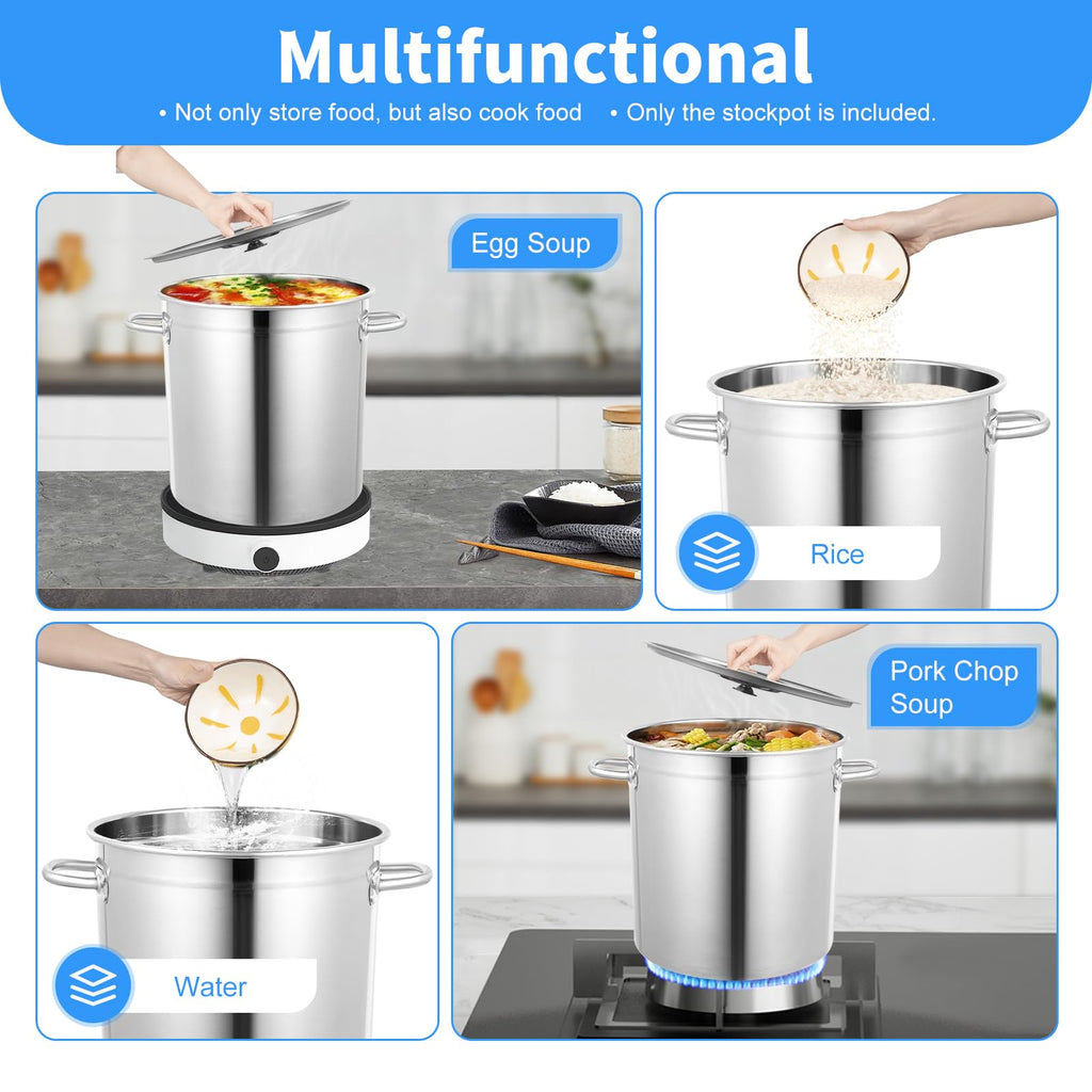 35L Stainless Steel Stockpot with Lid and 2 Handles H209853