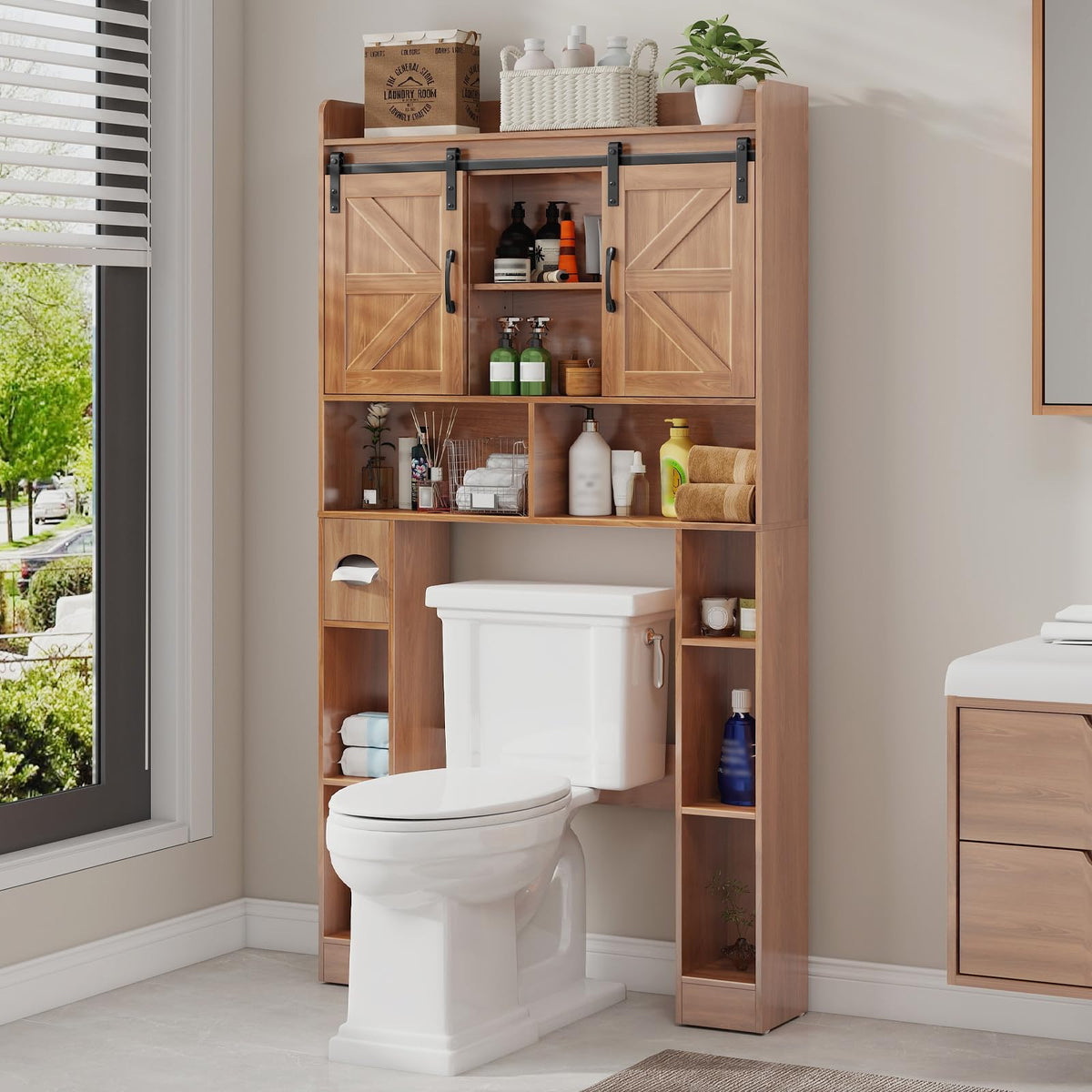 Over The Toilet Cabinet with Sliding Doors R877317