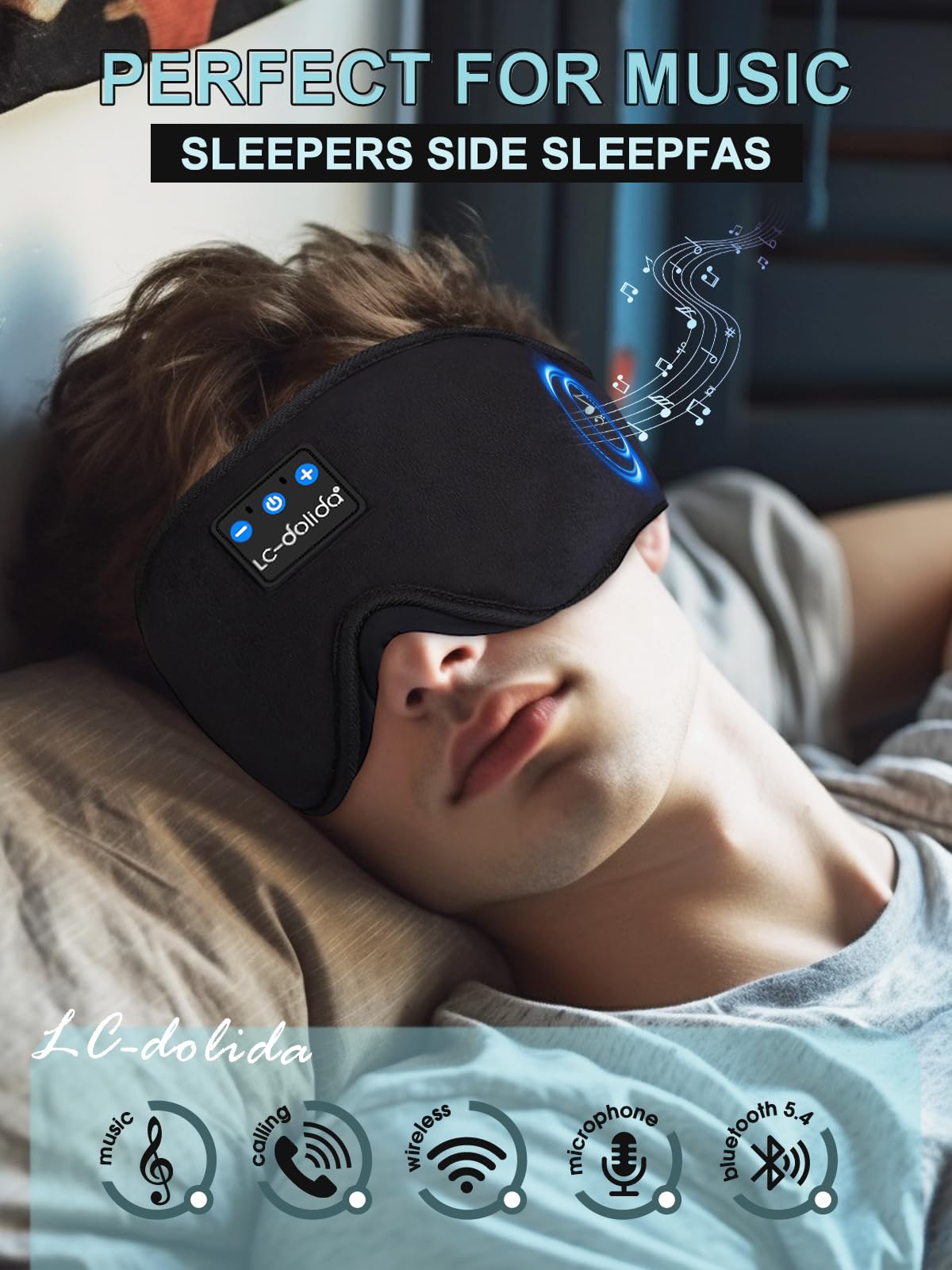 Sleep Mask with Bluetooth Headphones and Silk Sleep Mask M478