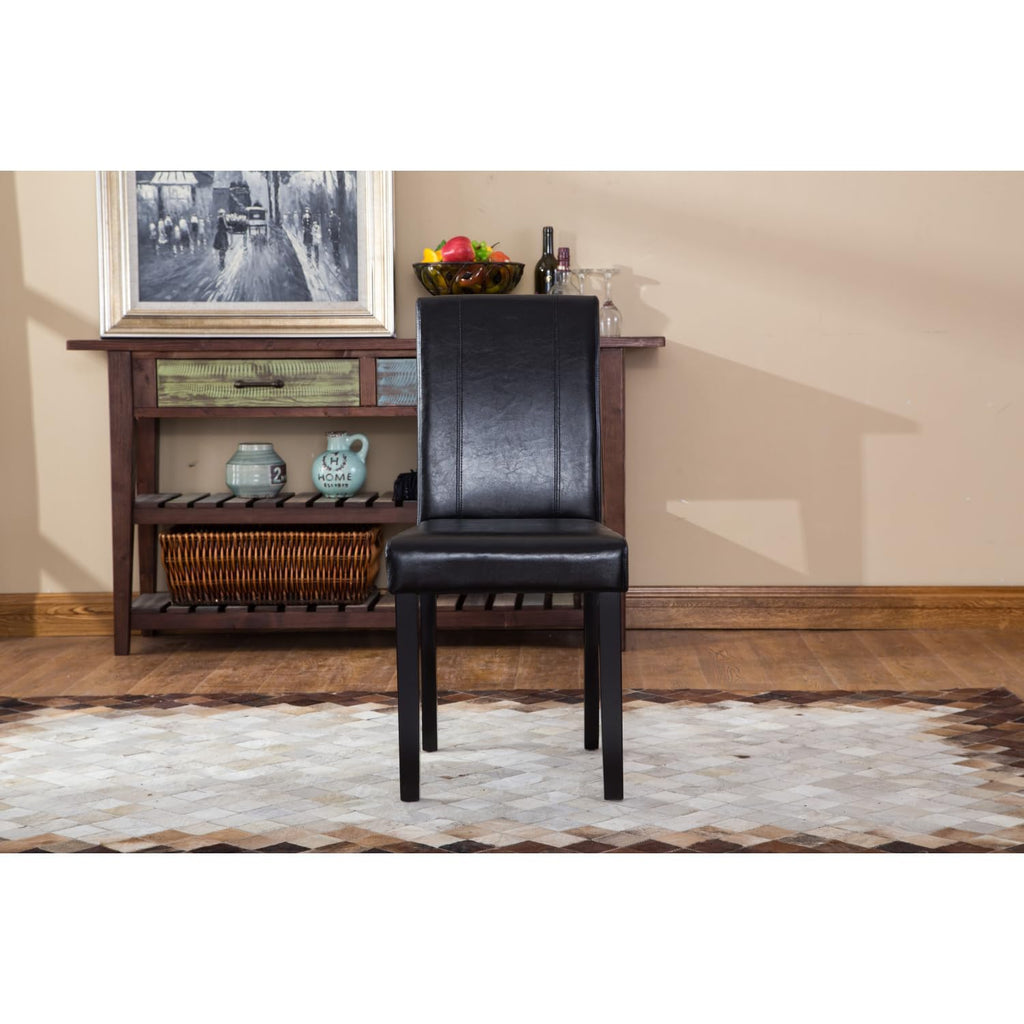 Black Faux Leather Parson Chair Set of 2 V163