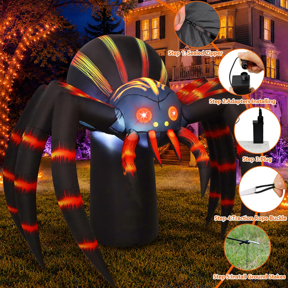 7FT Halloween Inflatables Yard Decor with LEDs N605198