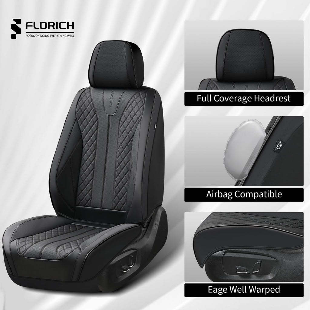 Black Leather Full Set Waterproof Car Seat Covers U508