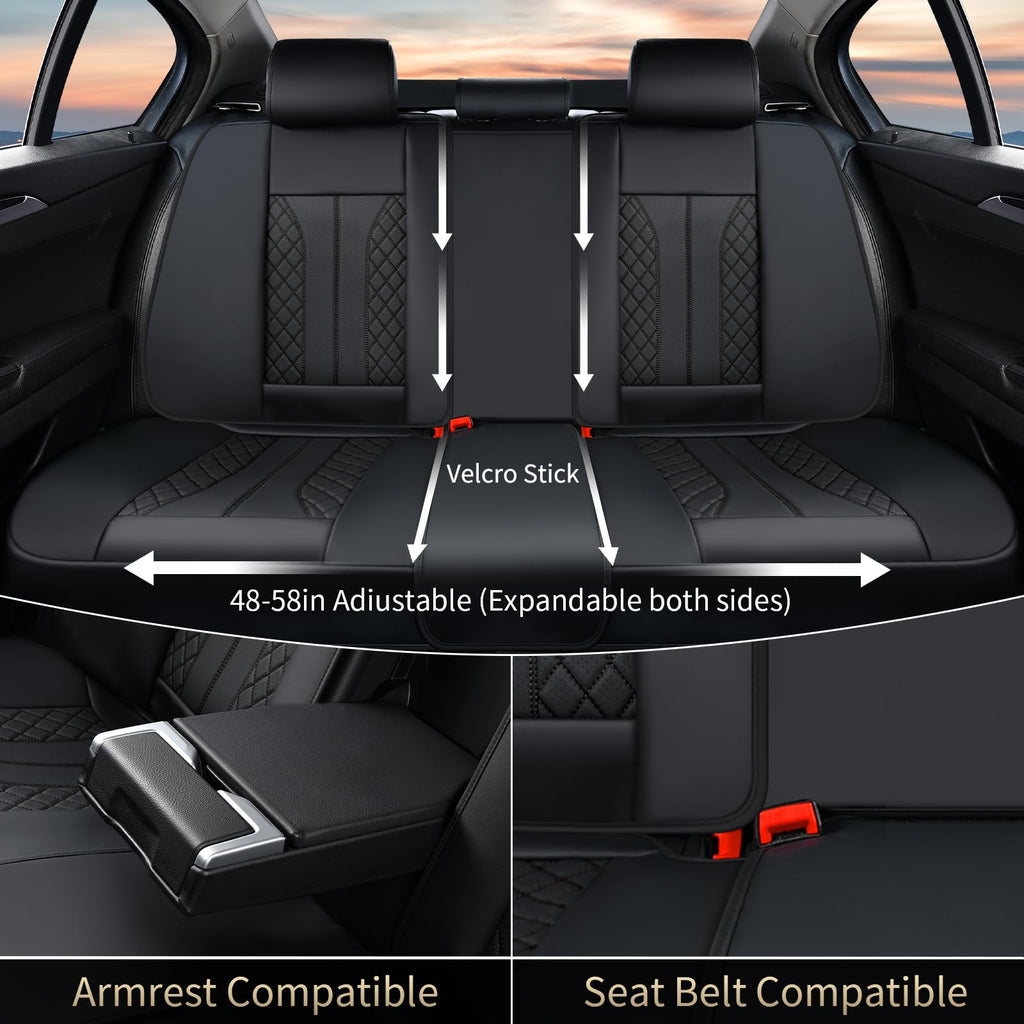 Black Leather Full Set Waterproof Car Seat Covers U508