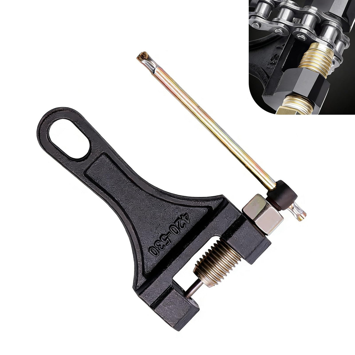 Heavy-duty Alloy 420-530 Roller Chain Breaker Tool with Grip P106722