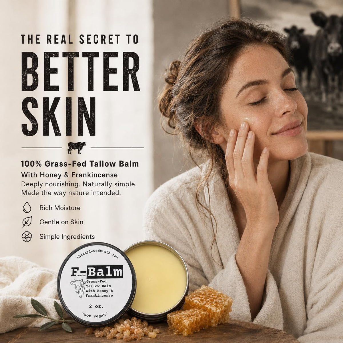 Beef Tallow and Honey Balm, 2 oz B867