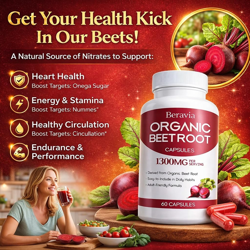 Organic Beet Root Capsules, 1300mg - 60 Capsules Z8556
