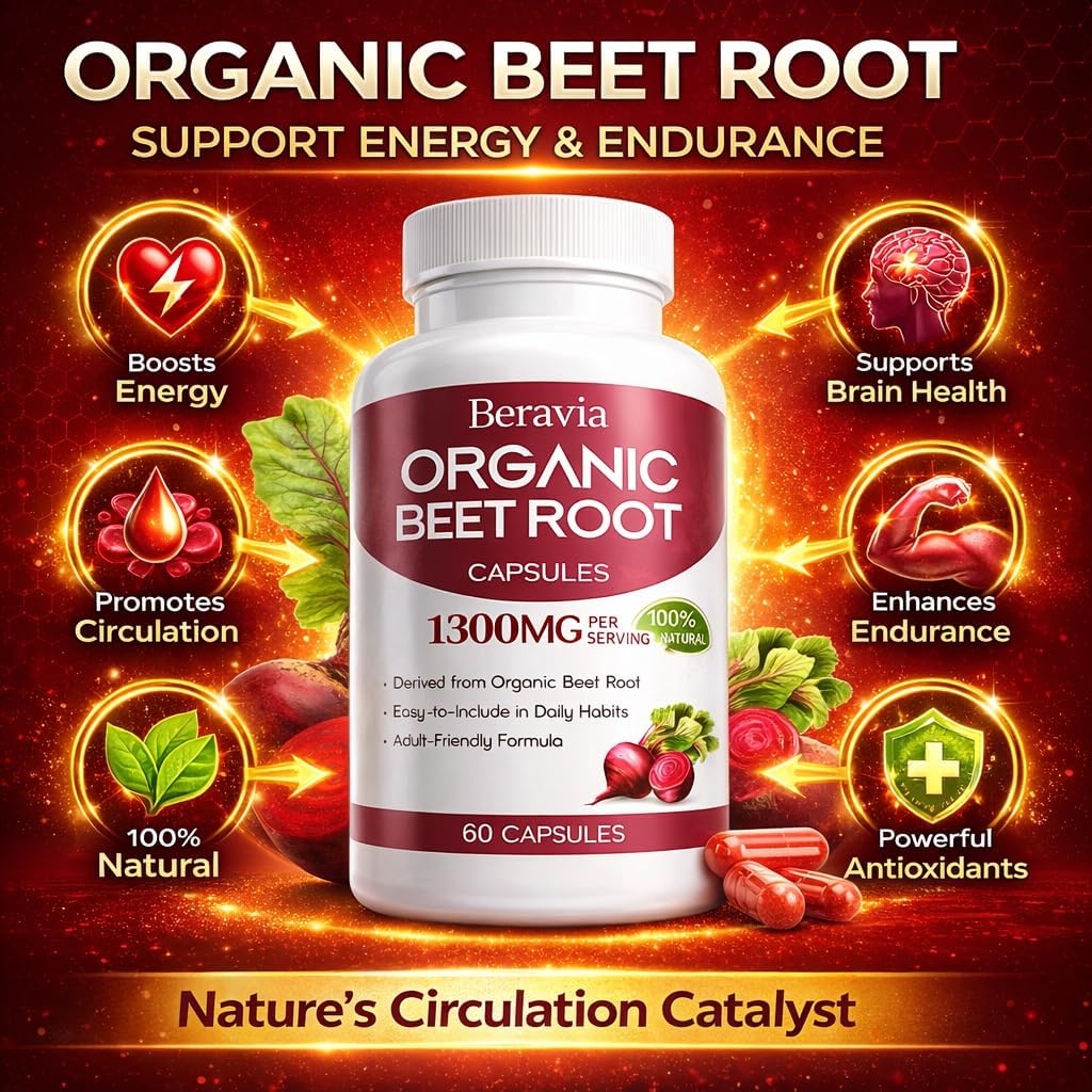 Organic Beet Root Capsules, 1300mg - 60 Capsules Z8556